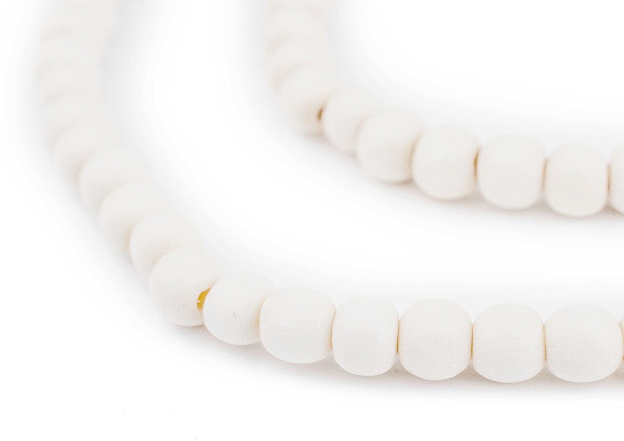 The Bead Chest Natural 6mm Wooden Beads in White for Jewelry Making – Round Loose Wood Spacer Beads I Approximately 75 Beads